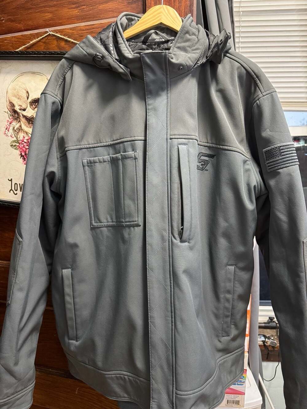 Snap-on Insulated Softshell Hooded Jacket Gray